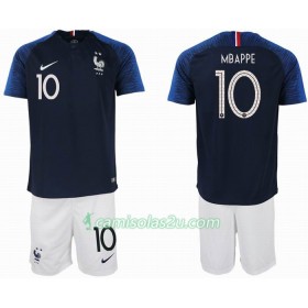 Camisolas de Futebol França MBAPPE 10 2 star Criança Equipamento Principal Copa do Mundo 2018 Manga Curta